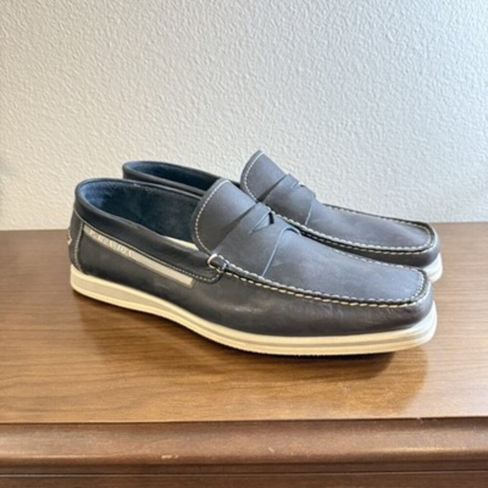 PRADA Milano Men's Blue Leather Slip On Loafers 9 1/2